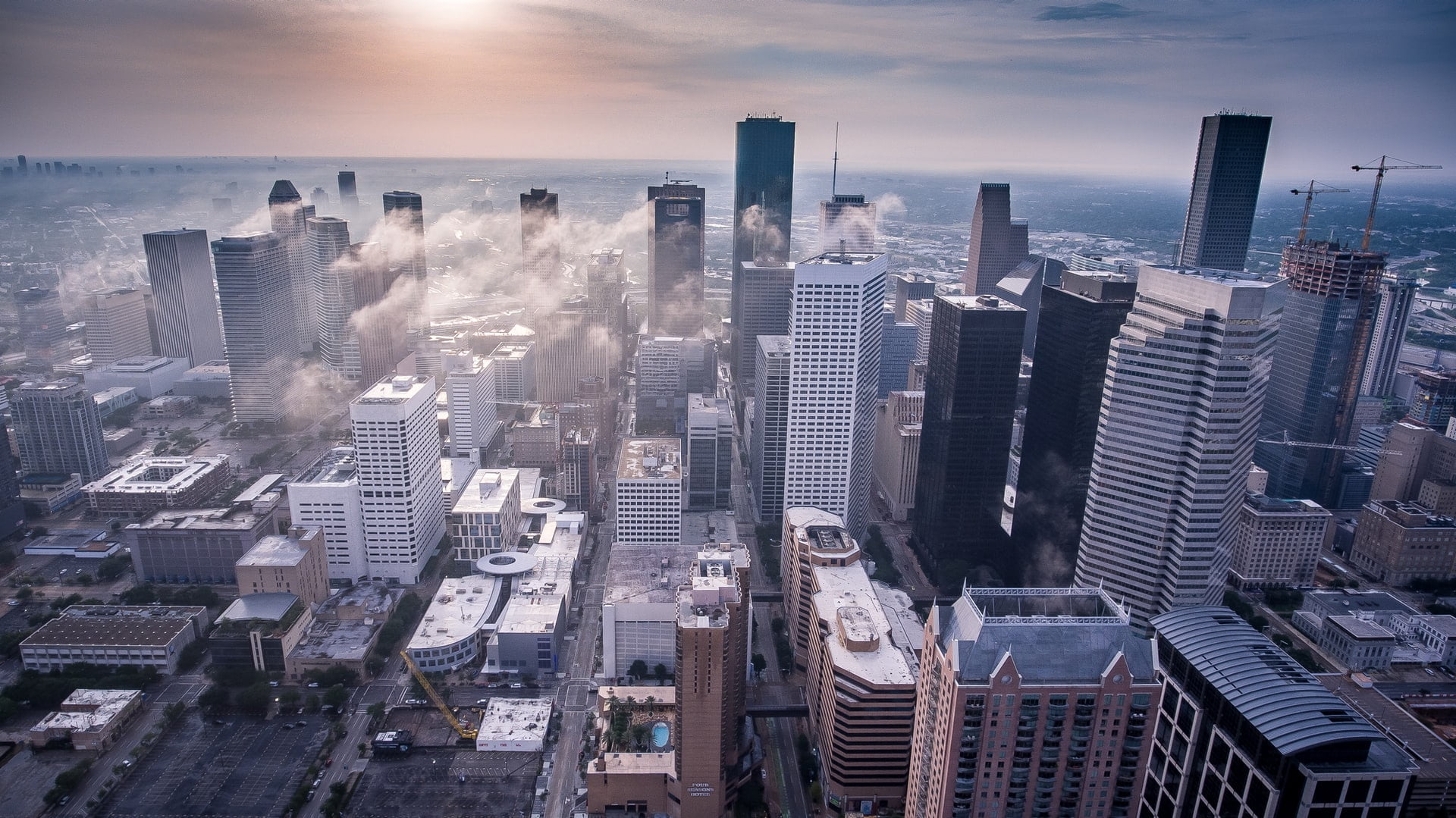 a city with tall buildings